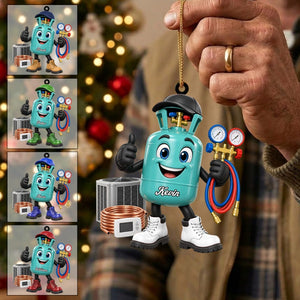 HVAC Refrigerant Tank Mascot Ornament – Funny Personalized Heating & Cooling Tech Gift