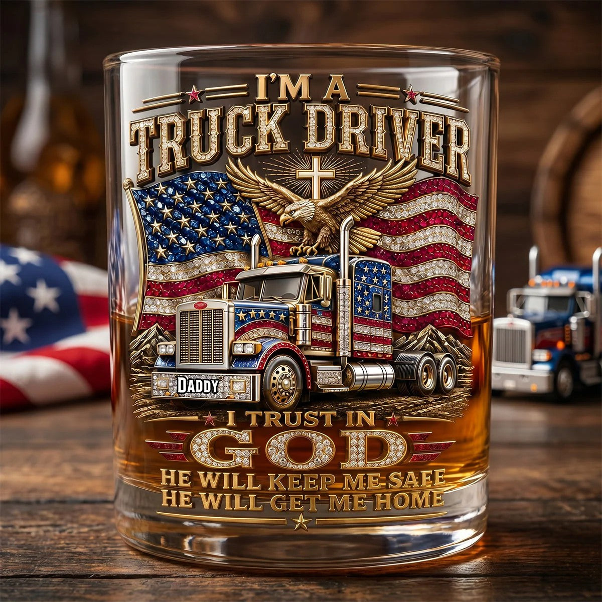 Dad Whiskey Glass – Personalized Gifts For Christian Truck Driver