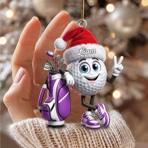 Personalized Victory Gesture Cute Golf Ball Hanging Ornament – Custom Gift For Golf Lovers