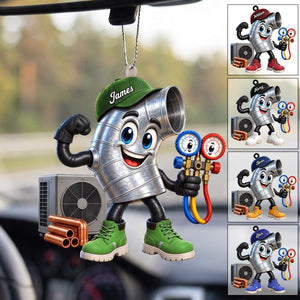 Flexing Ductwork HVAC Mascot Ornament – Personalized Gift For HVAC Technician