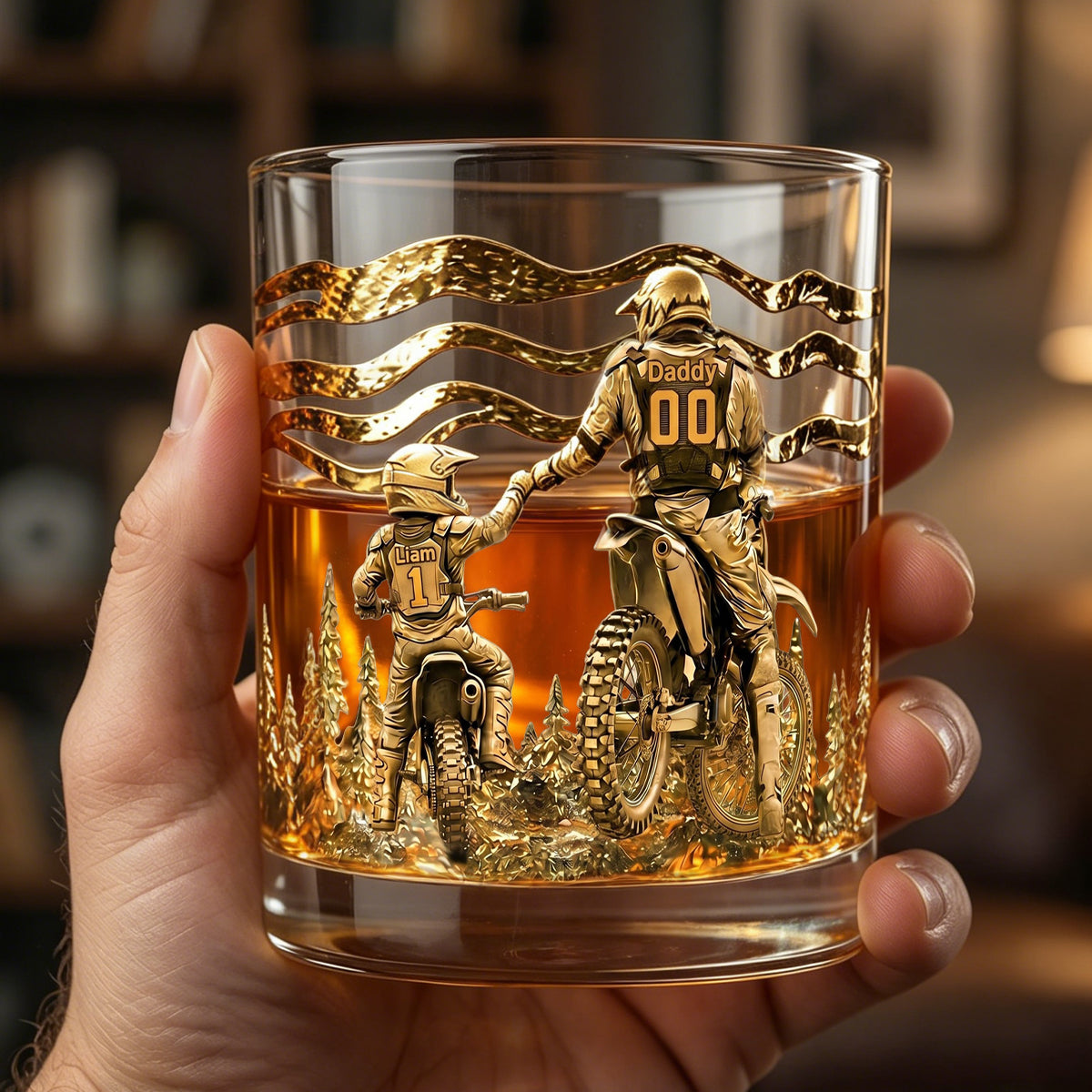 Personalized Gift For Dad – Dirt Bike Round Glass