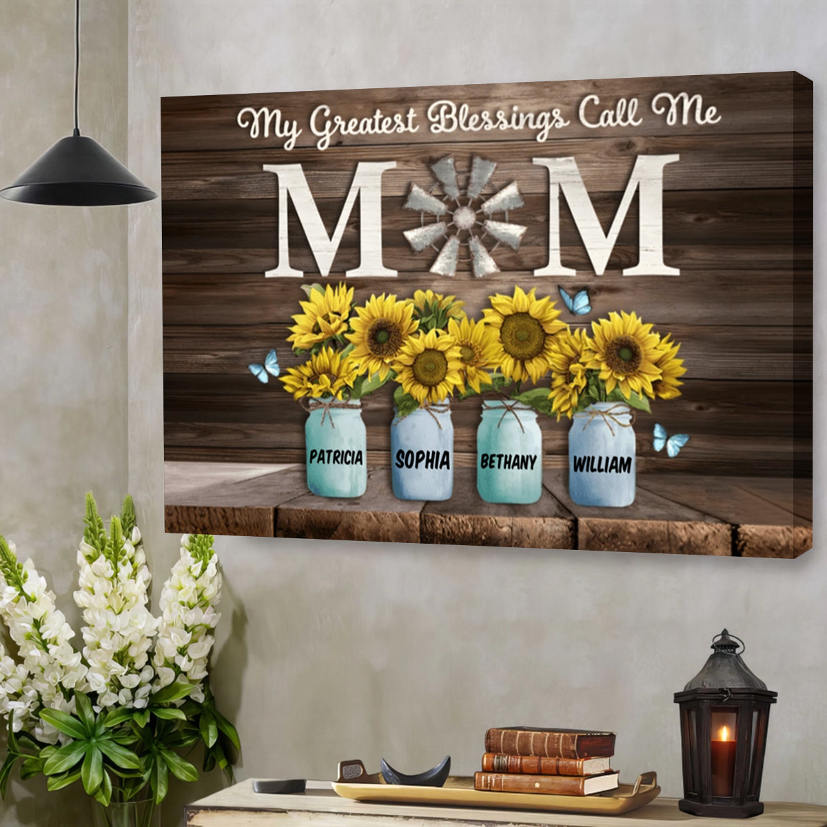 My Greatest Blessings Call Me Mom - Custom Names Canvas, Mother's Day Gift