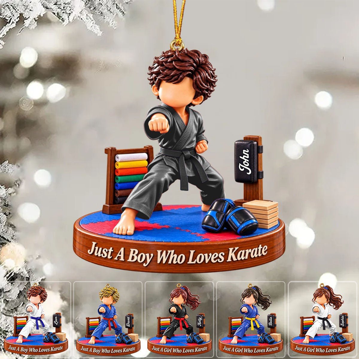 Karate Gift - Just A Boy Who Loves Karate Personalized Christmas Ornament