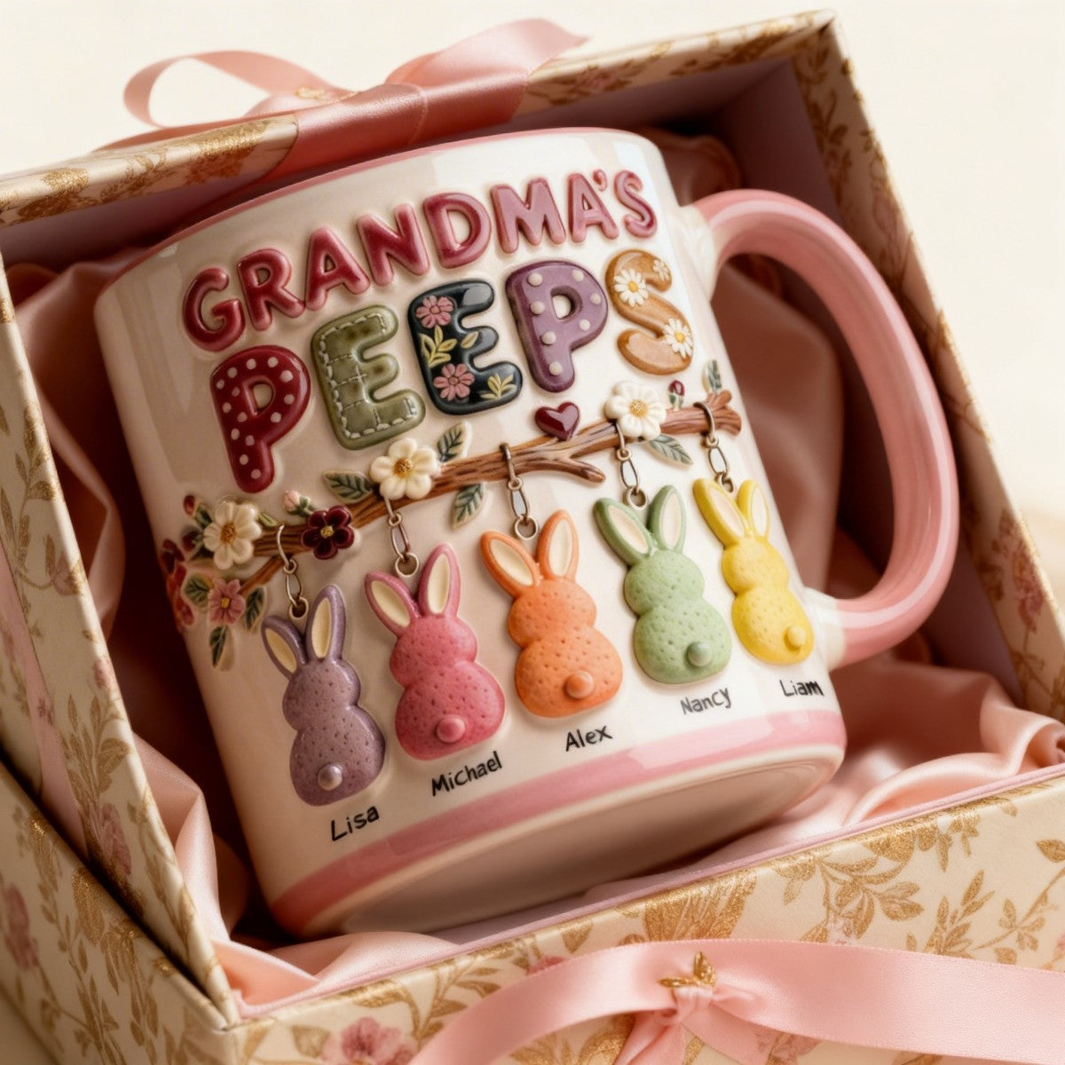 Grandma's Bunny Easter Accent Mug - Personalized Gifts For Grandma