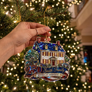 Custom Shape American House Personalized Acrylic Ornament – America 250th Family Keepsake