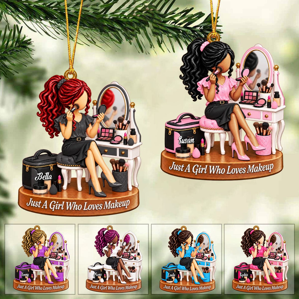 Personalized Makeup Girl Christmas Ornament Gift For Beauty Lover