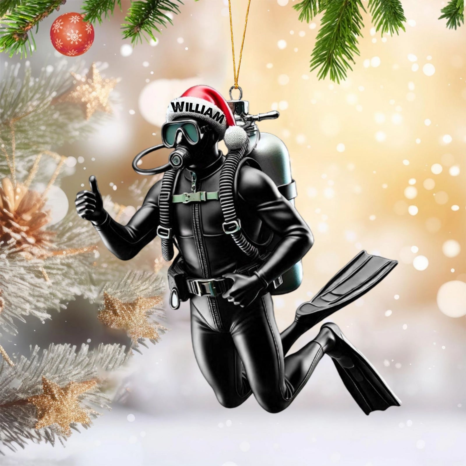 Custom Name Scuba Diving Ornament Personalized Ornament Christmas Gift for Diver