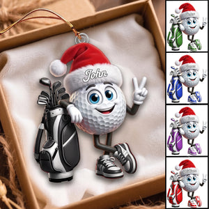 Personalized Victory Gesture Cute Golf Ball Hanging Ornament – Custom Gift For Golf Lovers