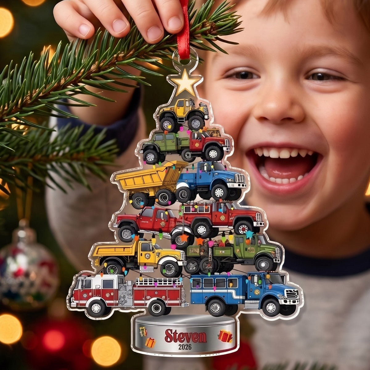 Trucks Vehicle Christmas Acrylic Ornament - Personalized Gift For Truck Lovers