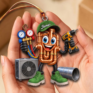 Copper Pipes HVAC Mascot Ornament – Funny Personalized Gift for AC Technicians