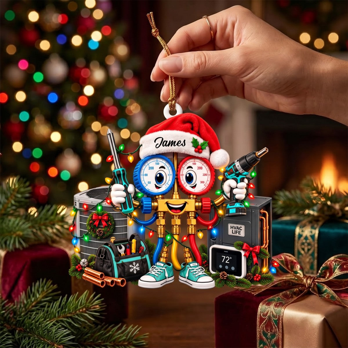 Personalized HVAC Technician Christmas Ornament – Custom Name Gift For Heating & Cooling Pros