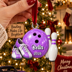 Personalized Bowling Acrylic Christmas Ornament, Bowler Christmas Gift