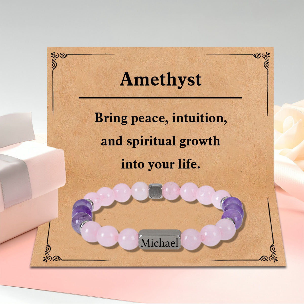 Personalized Name Crystal Beaded Bracelet, Tiger Eye Stone Bracelet