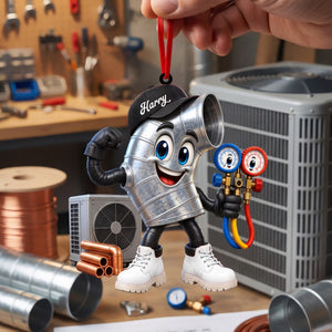 Flexing Ductwork HVAC Mascot Ornament – Personalized Gift For HVAC Technician
