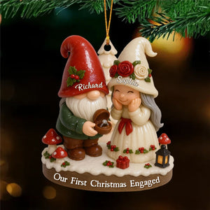 Couple Our First Christmas Engaged - Personalized Custom Shaped Acrylic Ornament