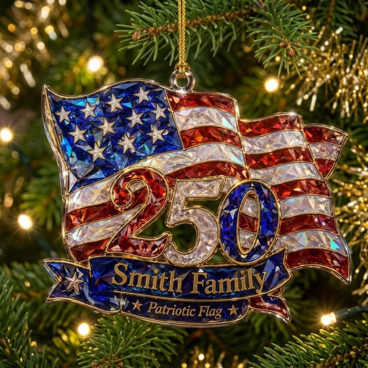 Personalized 1776–2026 Patriotic Flag Acrylic Ornament – America 250th Family Keepsake Gift