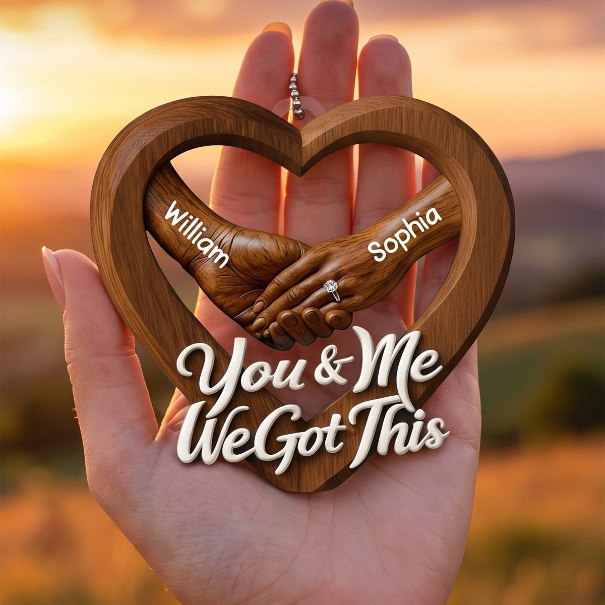 Engagement Gift Hand In Hand Couple – Personalized Acrylic Hanging Ornament