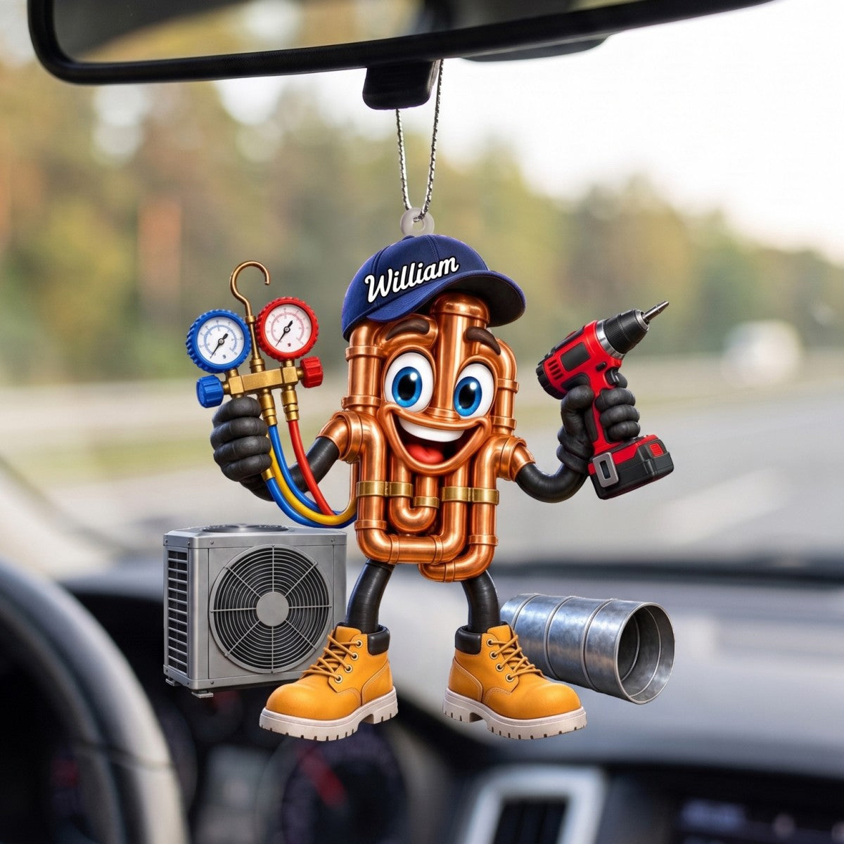 Copper Pipes HVAC Mascot Ornament – Funny Personalized Gift for AC Technicians