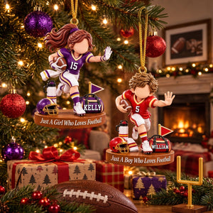 Personalized American Football Boy Football Girl Christmas Ornament