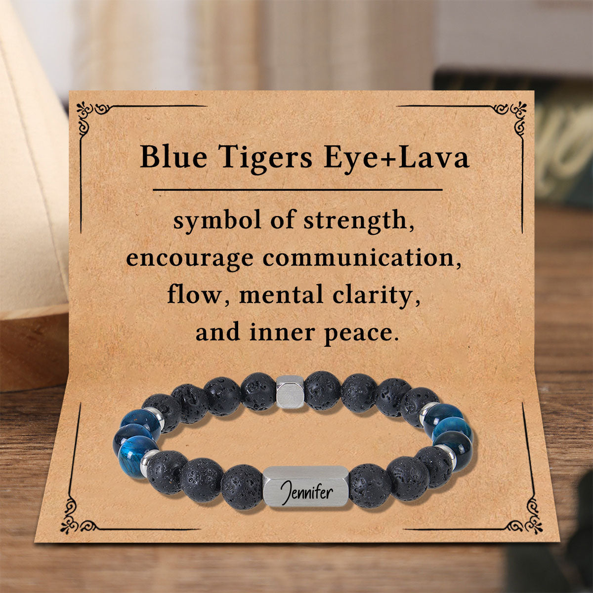 Personalized Name Crystal Beaded Bracelet, Tiger Eye Stone Bracelet