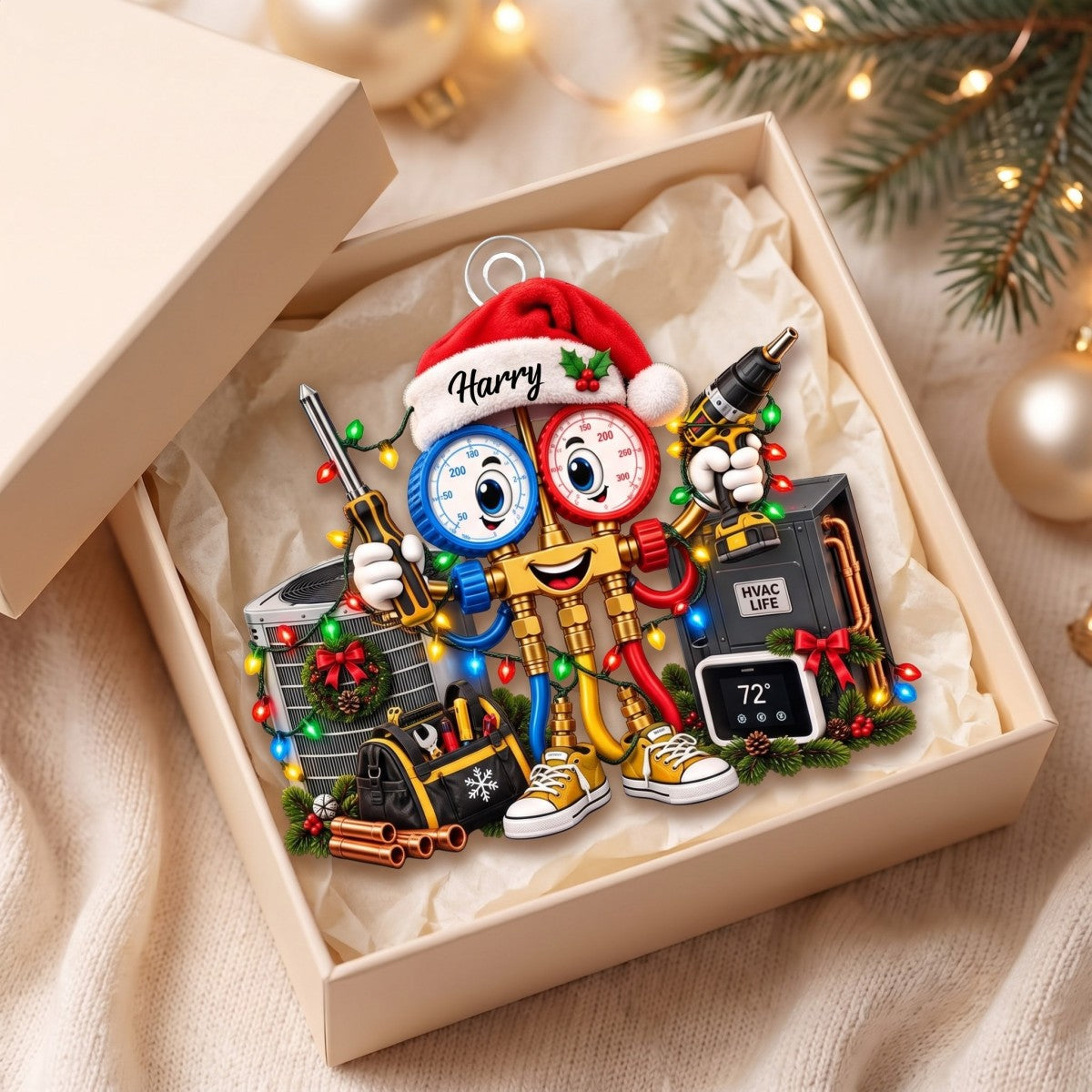 Personalized HVAC Technician Christmas Ornament – Custom Name Gift For Heating & Cooling Pros
