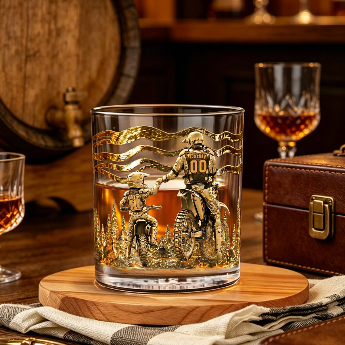 Personalized Gift For Dad – Dirt Bike Round Glass