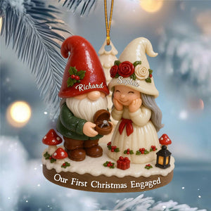 Couple Our First Christmas Engaged - Personalized Custom Shaped Acrylic Ornament