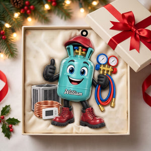 HVAC Refrigerant Tank Mascot Ornament – Funny Personalized Heating & Cooling Tech Gift