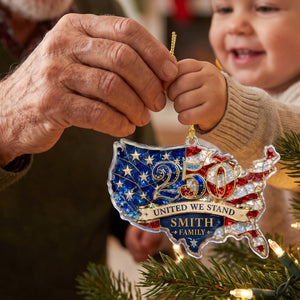 United We Stand USA Map Hologram Ornament - Personalized Custom Shape Acrylic Ornament