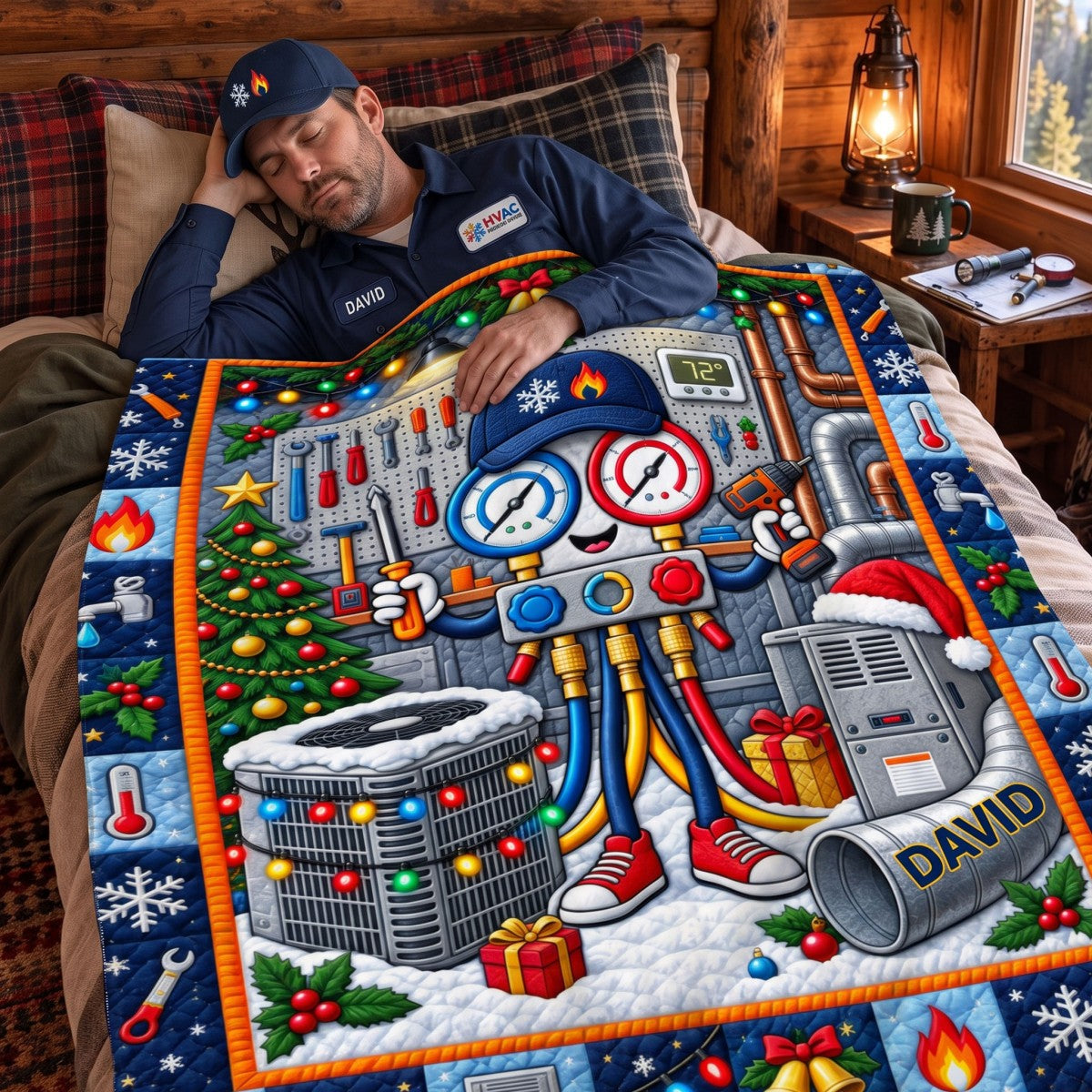 Personalized HVAC Technician Flannel Blanket – Custom Name Cozy Gift For AC & Heating Professionals