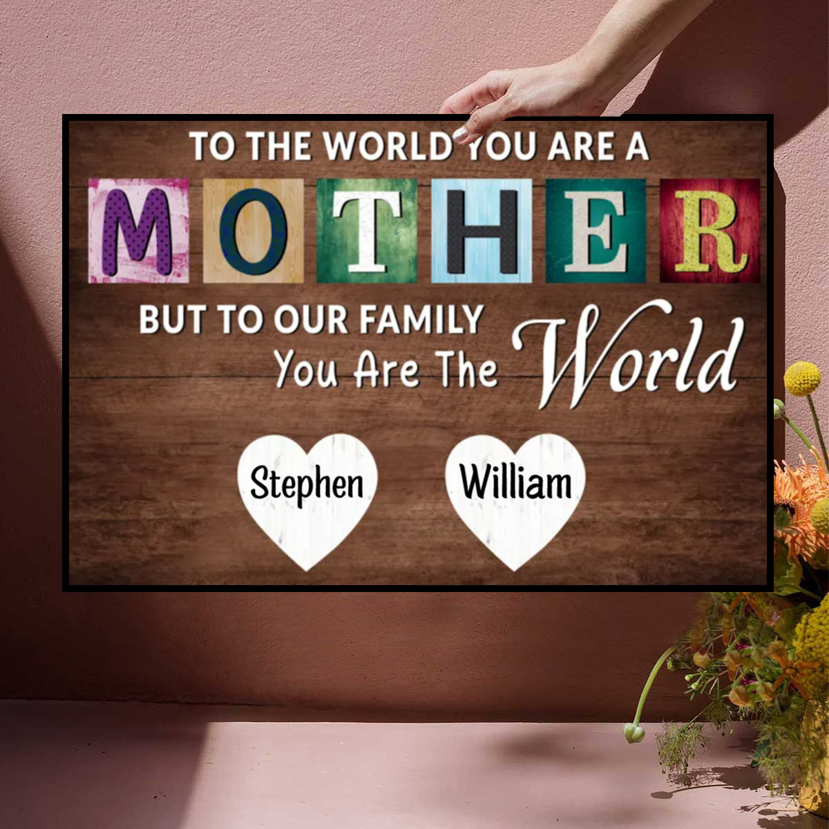 You Are The World Custom Names Canvas For Mom, Mother's Day Gift