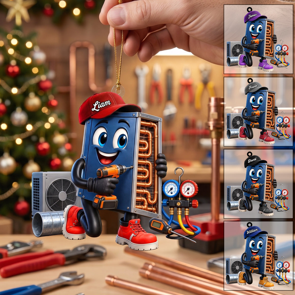 Cute HVAC Repair Mascot Ornament – Personalized Gift For Heating & Cooling Professionals