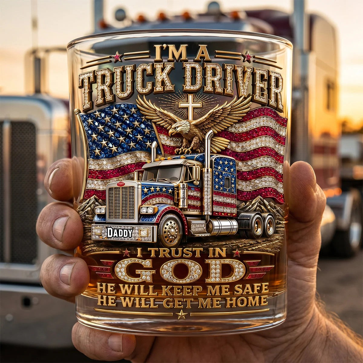 Dad Whiskey Glass – Personalized Gifts For Christian Truck Driver