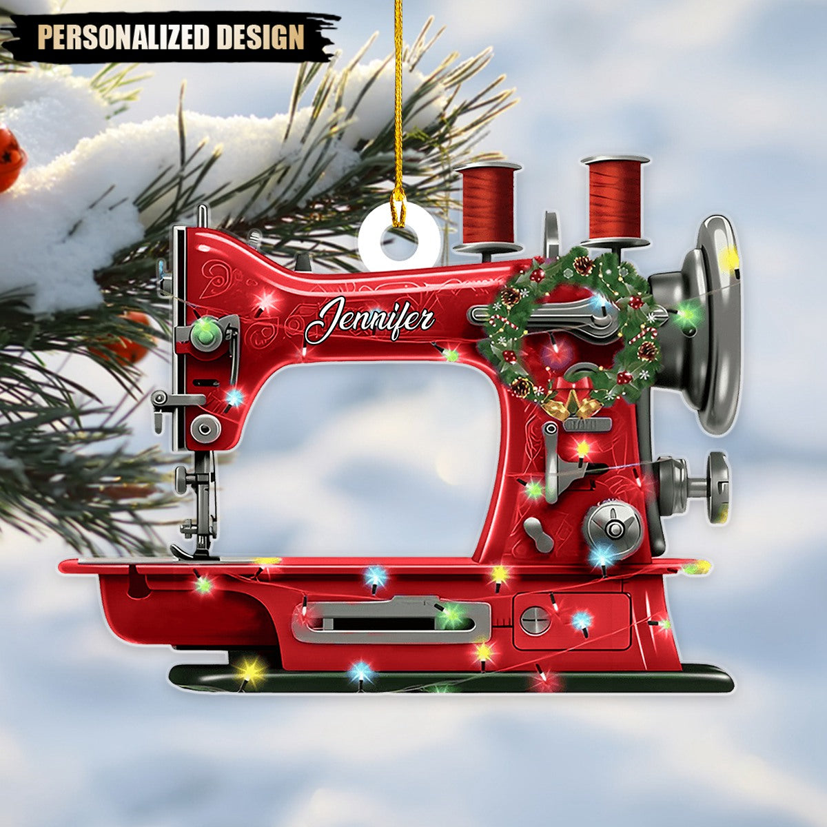 Custom Name Acrylic Christmas Sewing Machine Ornament Gifts For Sewing Lover