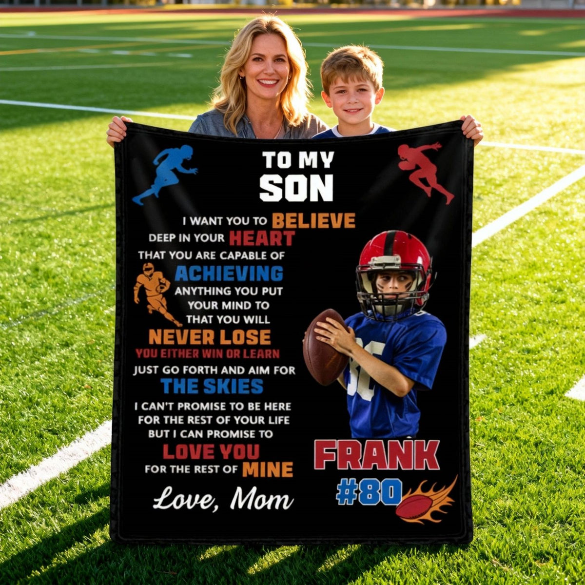 Custom Photo Personalized American Football Blanket Gift for American Football Player