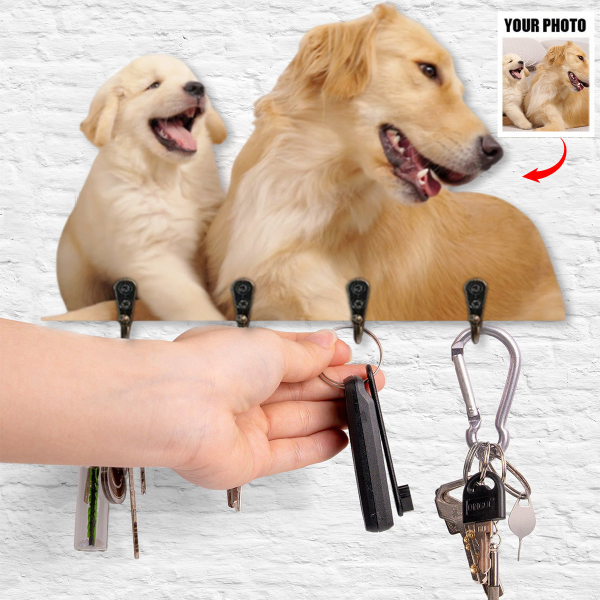 Personalized Portrait Family Key Hook Holder Gift For Pet Lover