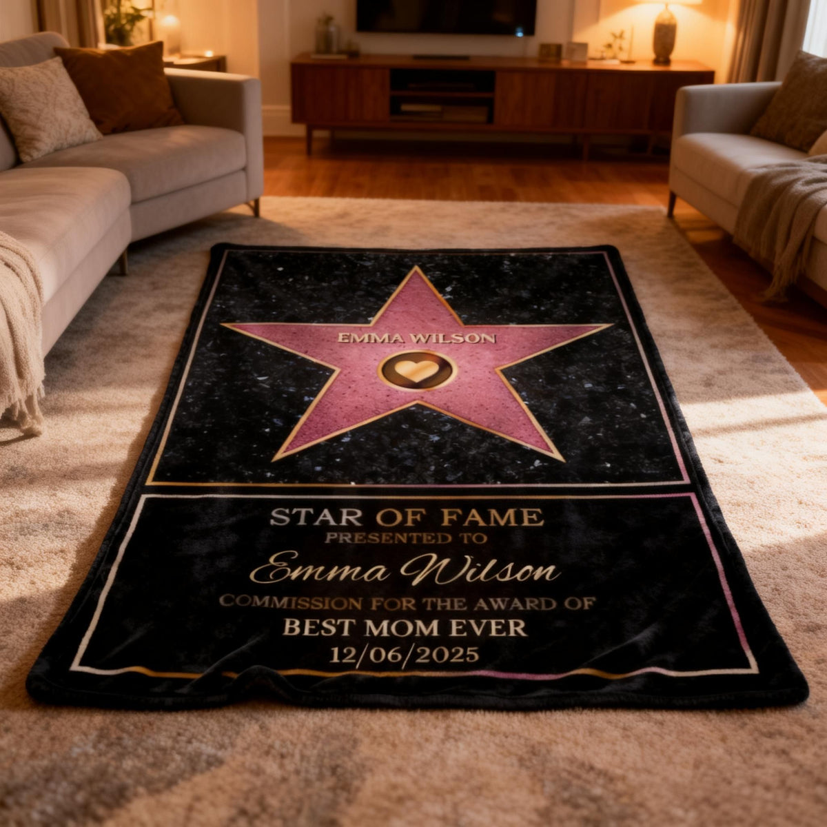 Mom Star Of Fame - Family Personalized Custom Blanket Gift for Mom