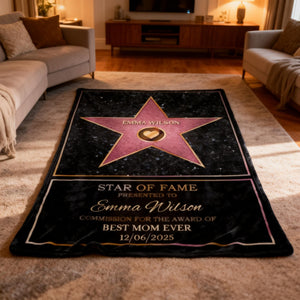 Mom Star Of Fame - Family Personalized Custom Blanket Gift for Mom
