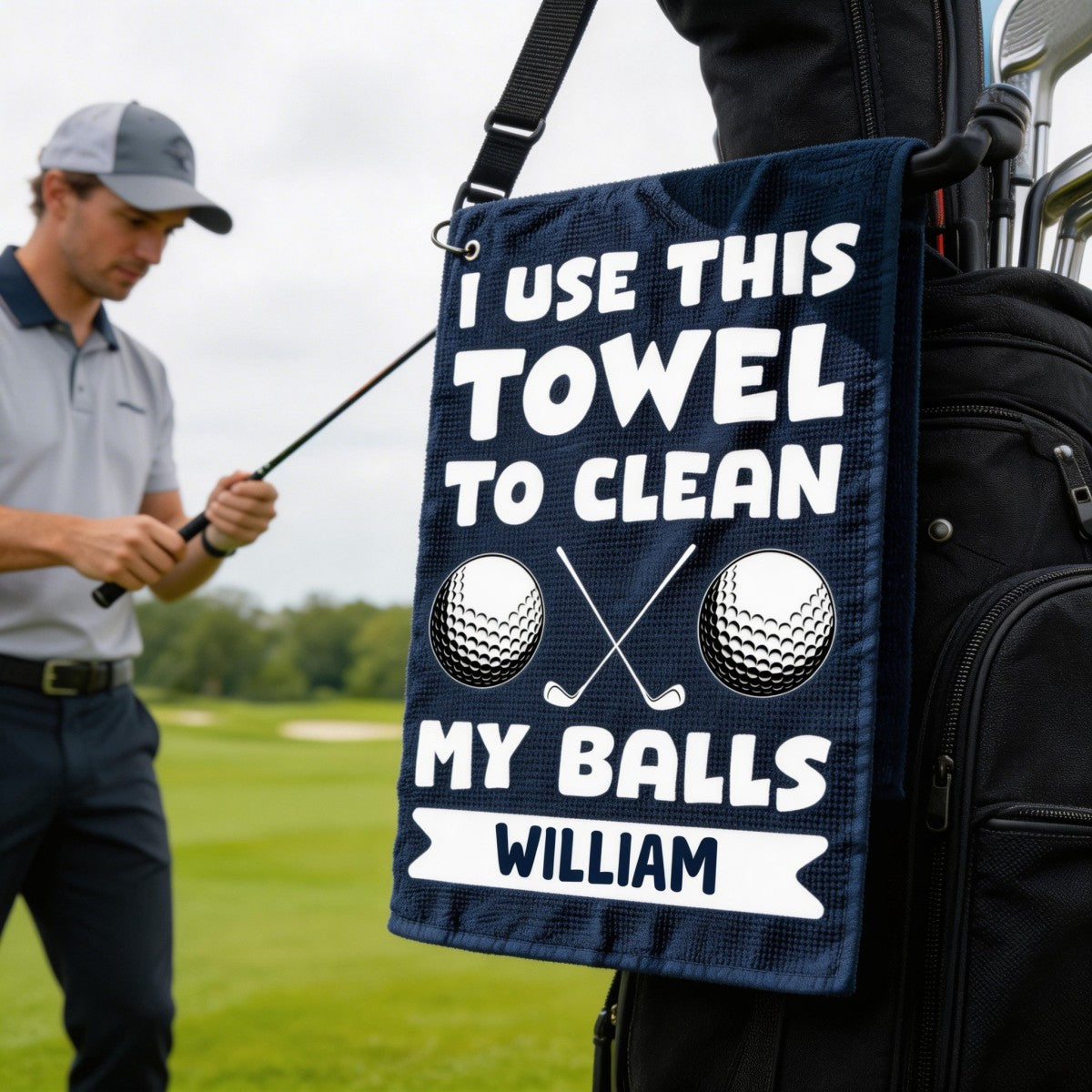 I Use This Towel To Clean My Balls - Personalized Golf Towel Funny Gifts For Golfers, Men, Dad, Husband, Buddies