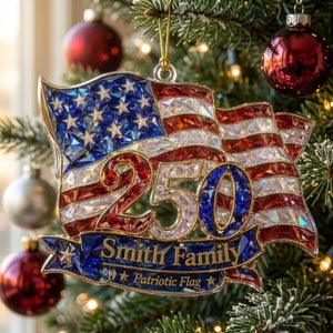Personalized 1776–2026 Patriotic Flag Acrylic Ornament – America 250th Family Keepsake Gift