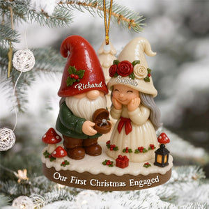 Couple Our First Christmas Engaged - Personalized Custom Shaped Acrylic Ornament