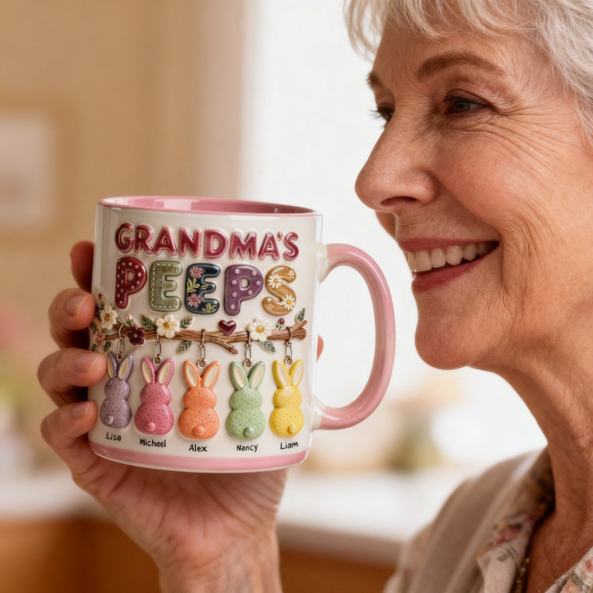 Grandma's Bunny Easter Accent Mug - Personalized Gifts For Grandma