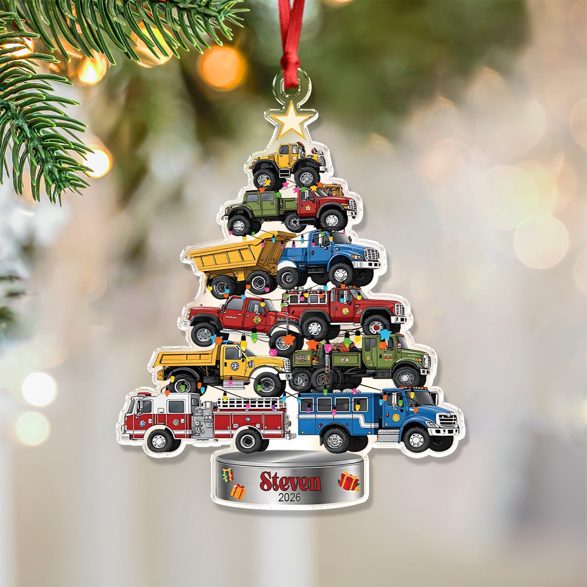 Trucks Vehicle Christmas Acrylic Ornament - Personalized Gift For Truck Lovers