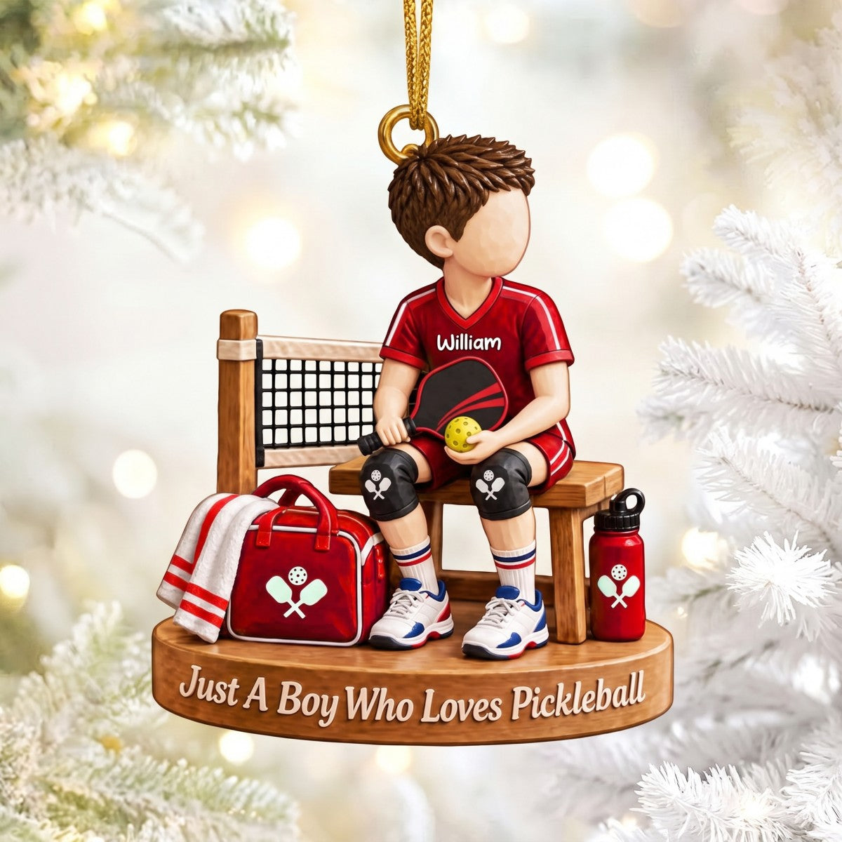 Personalized Pickleball Boy Girl Christmas Ornament - Custom Pickleball Player Gift