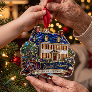 Custom Shape American House Personalized Acrylic Ornament – America 250th Family Keepsake