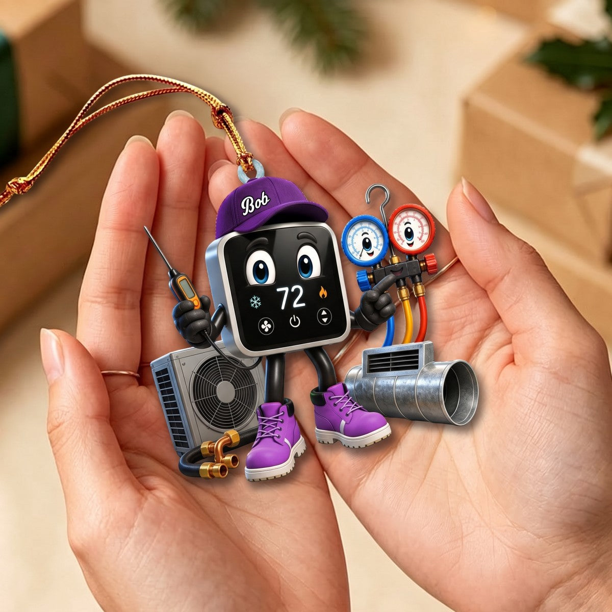 Smart Thermostat HVAC Mascot Ornament – Funny Personalized Heating & Cooling Tech Gift