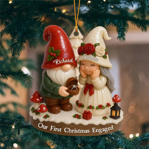 Couple Our First Christmas Engaged - Personalized Custom Shaped Acrylic Ornament