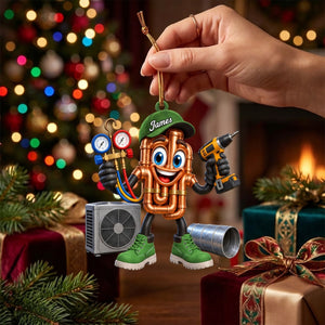 Copper Pipes HVAC Mascot Ornament – Funny Personalized Gift for AC Technicians