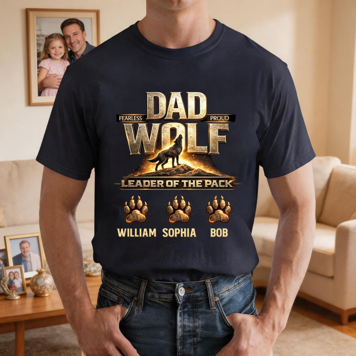 Papa Wolf T-shirt Personalized Gift for Father's Day