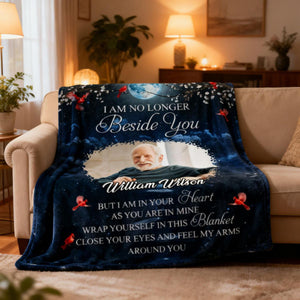 A Hug From Heaven When You Really Miss Me Memorial - Custom Photo Personalized Fleece Blanket